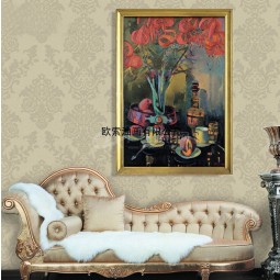 欧索油画 原版画芯高清印刷古典花卉室内有框装饰画 直销批发