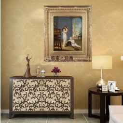 欧式名画人物油画 家居酒店会所装饰画 高品质室内有框装饰油画
