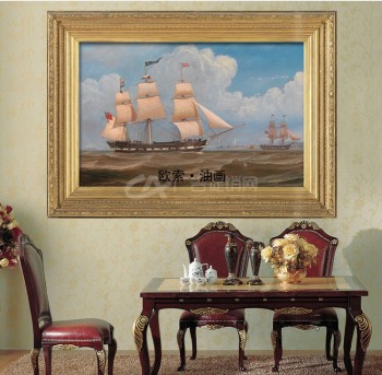 欧索现代欧式客厅装饰油画高端油画扬帆起航挂画卧室装饰风景油画