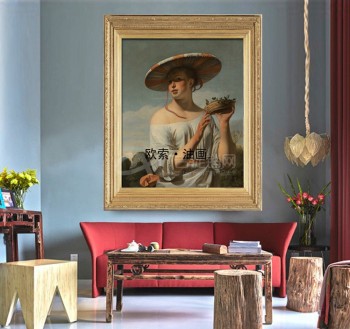 家居饰品装饰手绘油画人物肖像有框画挂欧式客厅玄关过道酒店